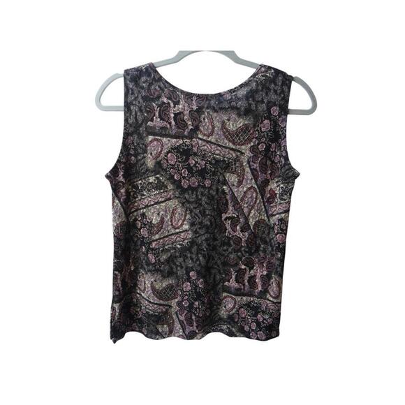 Vintage Stretch Floral Print Sleeveless Top - Picture 3 of 5